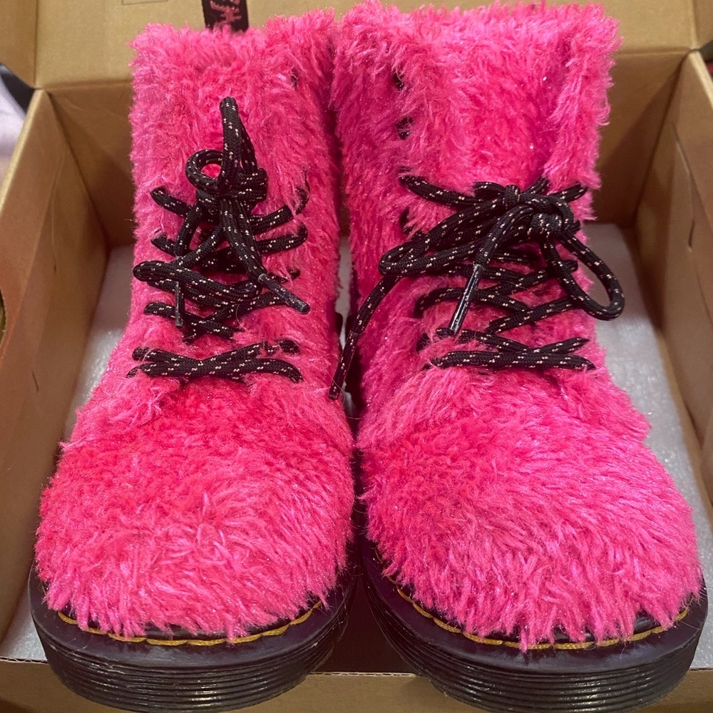 Dr. Martens Pink Faux Fur Boots